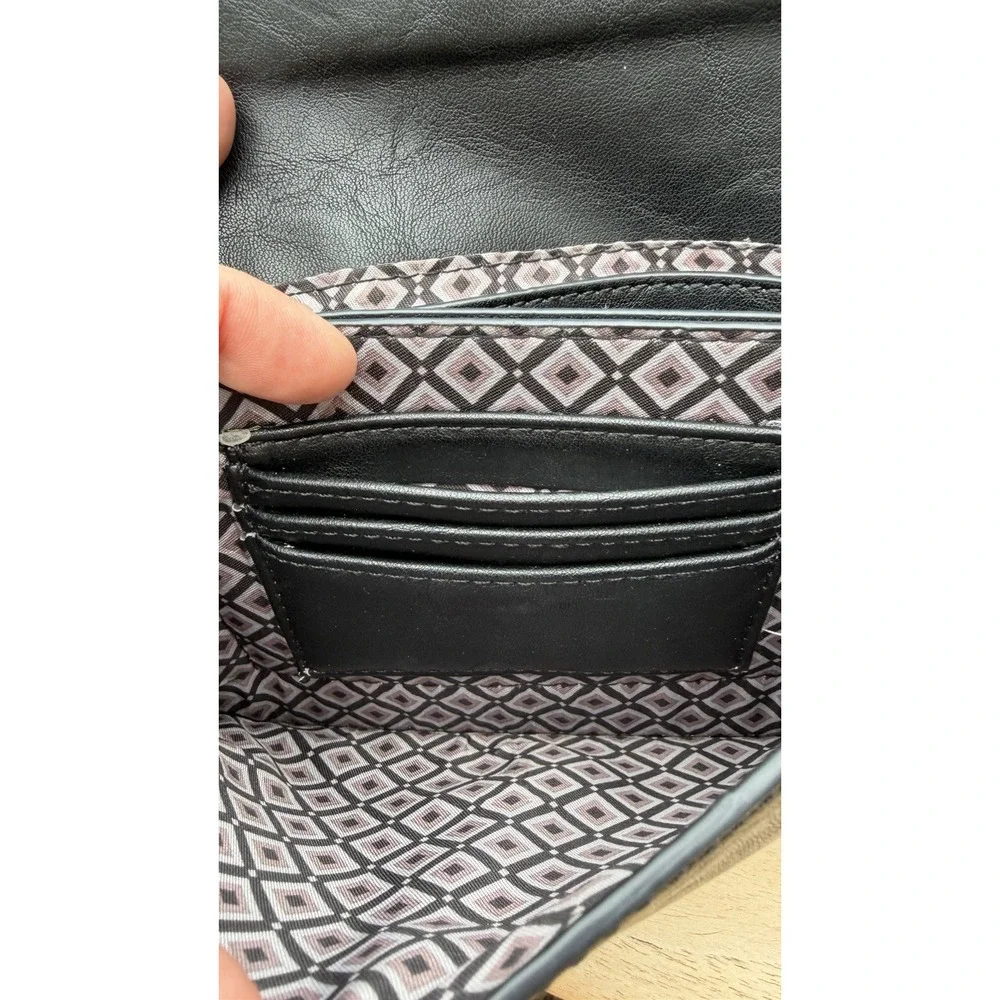 Sondra Roberts Squared Black Vegan Leather Crossbody Clutch Bag